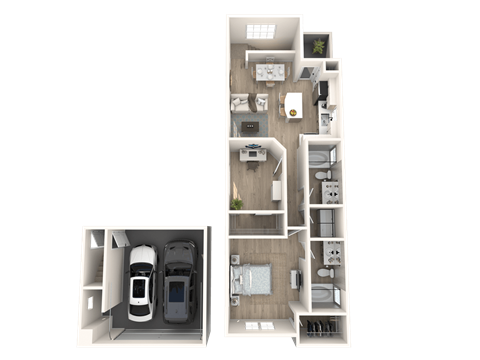 Floor plan for 2 beds, 2 baths, 1024 sqft
